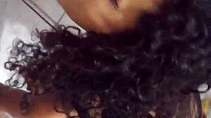 juicy brunette in fishnets flashes her tight pussy close up for bold tease