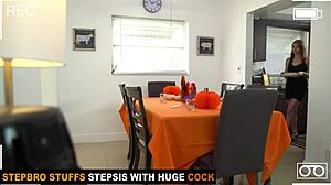 stepsis begs stepbro shove cock deep down her throat for dinner