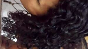 juicy brunette in fishnets flashes her tight pussy close up for bold tease