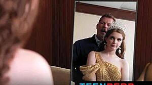 a bratty prom queen teen 18+ gets blackmailed in garage