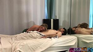 Horny masseuse Erin Electra rides client's monster cock cowgirl till cumshot