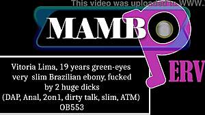 Vitoria Lima's Slim Brazilian Ebony DP Anal By Two Huge Cocks!