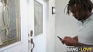 delivery boy bends milf jay bangher over for deep anal creampie armani black