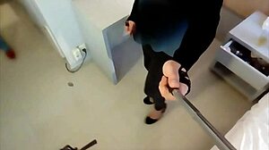 Wife Aroused by Husband in Drag Double Dildo Fuck