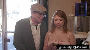 Stepgrandpa watches sexy teen ass browse porn then fucks her doggystyle hard