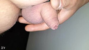 Slapping bound tiny cock with huge balls hard