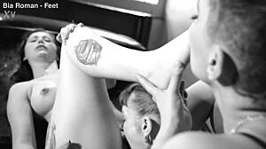 Three foot goddesses worship and tease feet