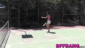 Two naughty teens get outdoor pussies drilled pov style