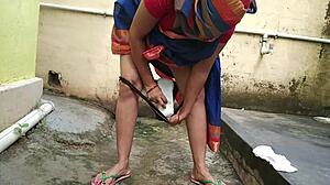 Stepmom Caught Peeing Backyard Leads to Quick Outdoor Cumshot!