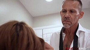 stepdad fucks teen stepdaughter shaved pussy rough taboo?