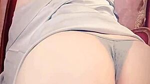 Japanese MILF Poses in Shiny Blue Satin Webcam Show