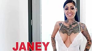 janey doe tattooed skinny pornstar deepthroats huge monster cock pov face fucks and swallows cum