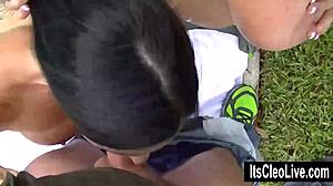 cleo and hot friend stuff mouths with thick cock cum! 💦🍆