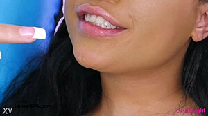 wanna see this cute petite teen brunette milf strip and show off her sexy body on the sofa?