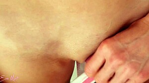 Cum On Stepsister Eva Myst's Shaved Pussy - Tip Inside!