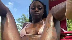 jamaican beauty flashes petite pussy publicly outdoors