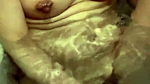 today my wife bathed slow i groped her nipples got so excited before sex