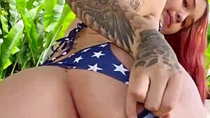 hot latina teen flashes big tits spreads ass outdoors public