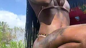 jamaican beauty flashes petite pussy publicly outdoors