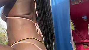 jamaican beauty flashes petite pussy publicly outdoors