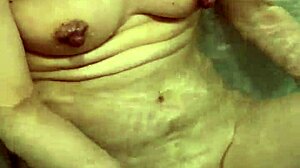 today my wife bathed slow i groped her nipples got so excited before sex