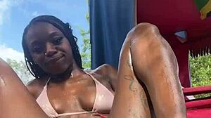 jamaican beauty flashes petite pussy publicly outdoors