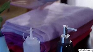 shaved teen milf 69s brunette's pussy in licking frenzy