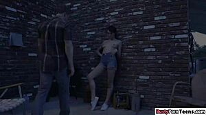 Sexy Brunette Splits Legs Wide for Rough Outdoor Pounding