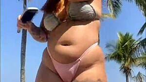 Beach dude slaps my ass, whips out cock - shocked but I suck him deep!