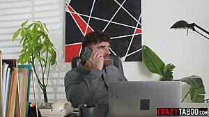 Dominant Jewelz Blu deepthroats two big cocks footjob threesome