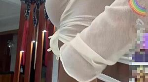 hey, watch this cute colombian babe destroy her fat ass with giant dildo!