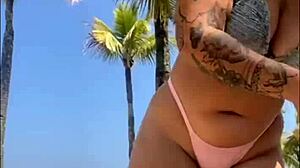 Beach dude slaps my ass, whips out cock - shocked but I suck him deep!