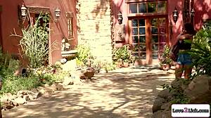 Cowgirl Licks Petite Girlfriend's Ass in Hot Lesbian Ride