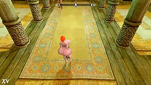 big booty redhead strips nude showing off huge ass and tits in skyrim