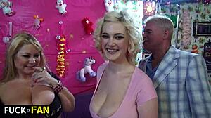 chubby blonde samantha nikki siri deepthroats at wild orgy party