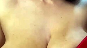 my busty stepmom massages her huge natural tits making me throb with desire