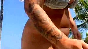 Beach dude slaps my ass, whips out cock - shocked but I suck him deep!