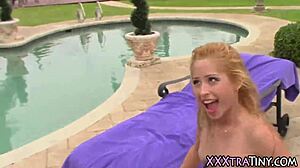 Petite Horny Teen Deepthroats and Gets Fucked Outdoors!