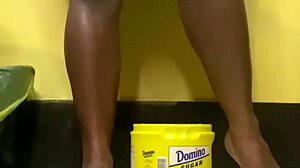 Kinky ebony bbw unleashes golden shower fetish in bold watersports play