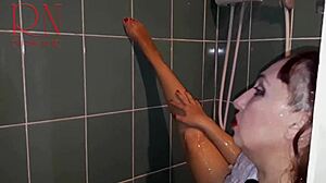 Hidden Cam Catches Showering Chick Wet Panties Clit Nipples Tits