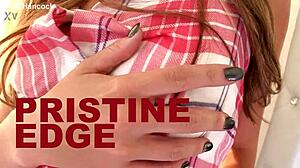 pristine edge gags on huge cock deepthroat pov swallow cum