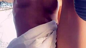 hey, this horny babe sucks cock then fucks hard outdoors!