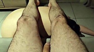 submissive fat blonde licks cum off feet after bdsm spanking blowjob?