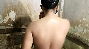 Housewife Masturbates Hairy Pussy in Bathroom Close-Up