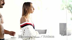 brunette's small tits and legs hide passion-hd cock love