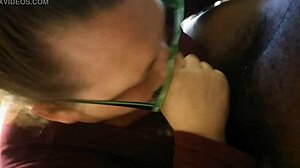 She sucks that interracial cock like a pro queen in casual blowjob tale