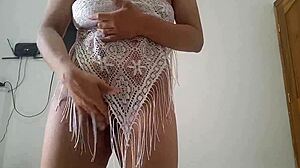 i'm exploding watching this tight latina teen finger her squirting pussy till she pees