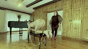 Dominatrix Mistress April Brutally Strap-on Fucks Bound Slave in Military Interrogation Camp