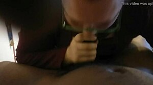 She sucks that interracial cock like a pro queen in casual blowjob tale