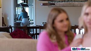 stepmom catches stepdaughter licked by stepaunts pussy play